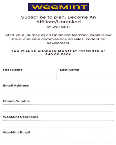 Enter Affiliate Details